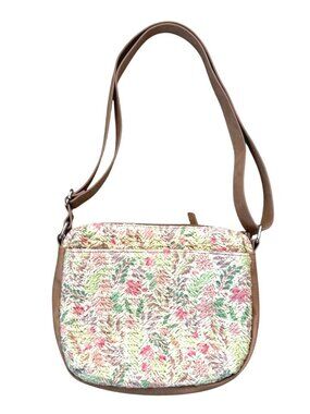Bueno Women's Crossbody Bag Cottagecore Floral Straw Woven Leather Spring Colors